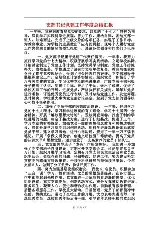 支部书记党建工作年度总结汇报