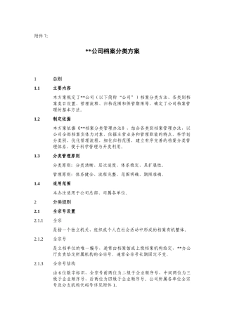 某某公司档案分类方案