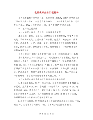 电网优秀企业汇报材料
