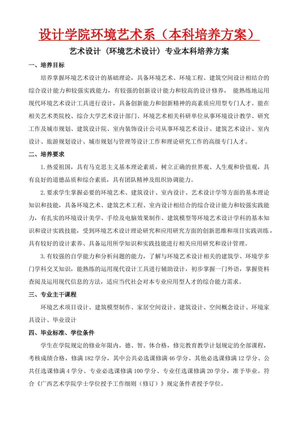 设计学院环境艺术系(本科培养方案)_第1页