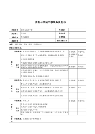 消防与武装干事岗位说明书