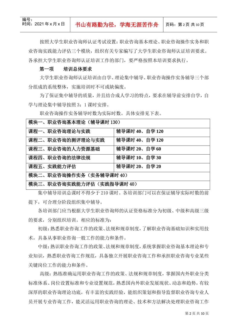 试谈大学生职业咨询师认证培训要求_第2页
