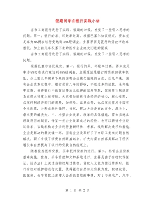 假期学生在银行实践小结