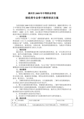 漳州市中等职业学校财经类专业骨干教师培训指南