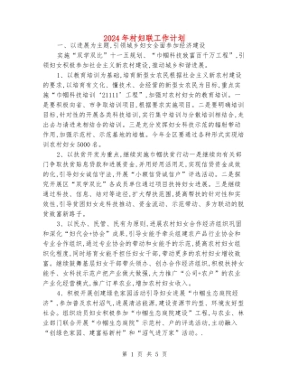 2024年村妇联工作计划