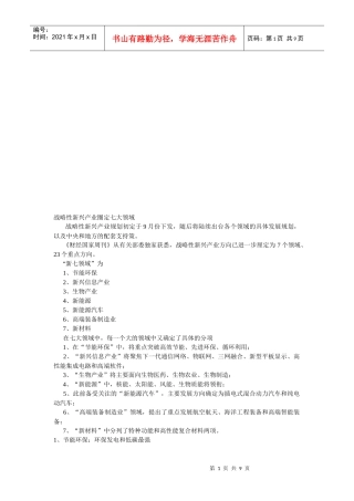 谈战略性新兴产业圈定七大领域