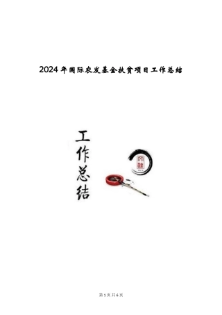 2024年国际农发基金扶贫项目工作总结