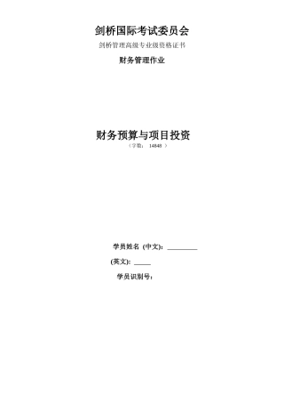 财务预算与项目投资