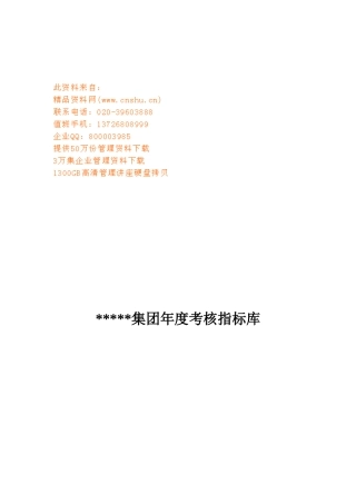 某集团年度考核指标汇总