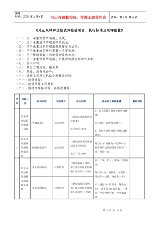 见证取样和送检试件检验项目