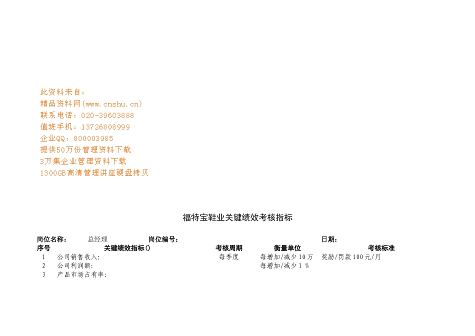 某鞋业公司关键绩效考核指标_第1页