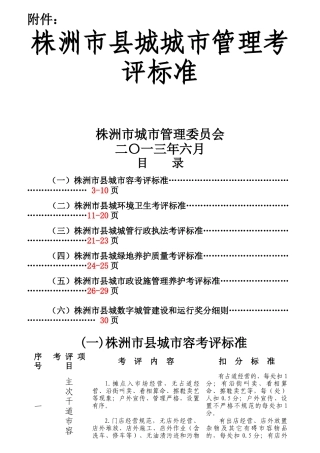 某市县城城市管理考评标准概述