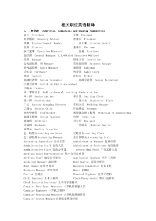 相关职位英语翻译