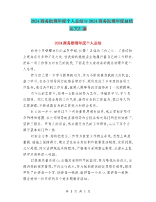 2024商务助理年度个人总结与2024商务助理年度总结范文汇编