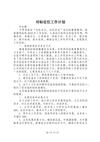 对标定位工作计划