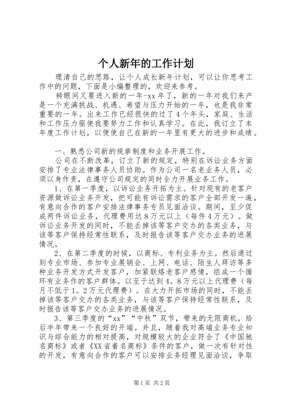 个人新年的工作计划_第1页