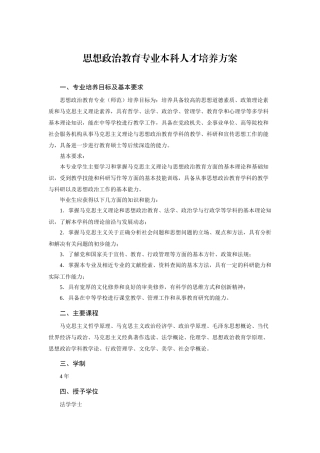思想政治教育专业本科人才培养方案