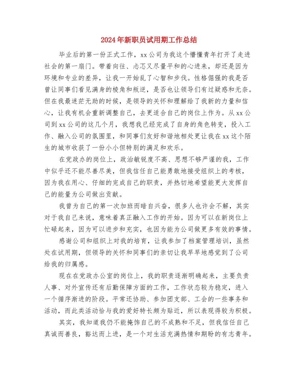 2024年新疆维稳工作总结范文与2024年新职员试用期工作总结汇编_第3页