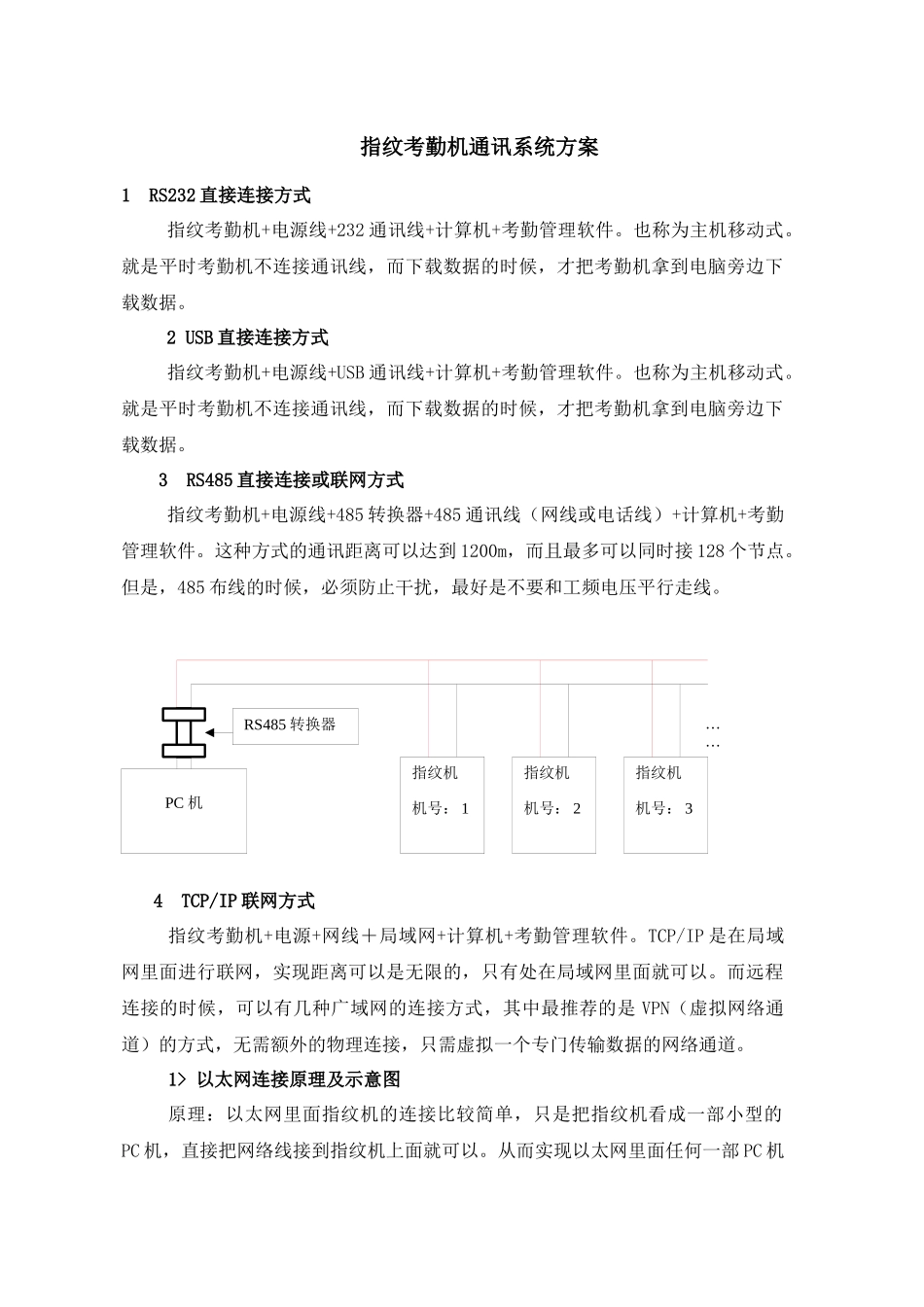 指纹考勤机通讯系统方案1-指纹考勤机通讯系统方案_第1页