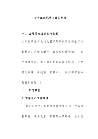某某公司组织机构与部门职责
