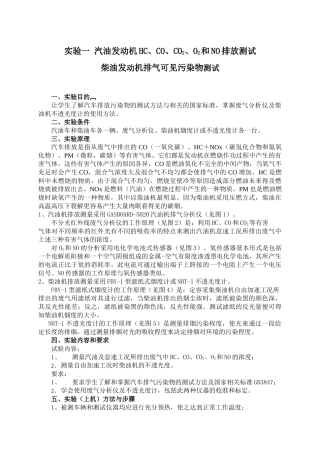 汽油发动机HC、CO、CO2、O2和NO排放测试