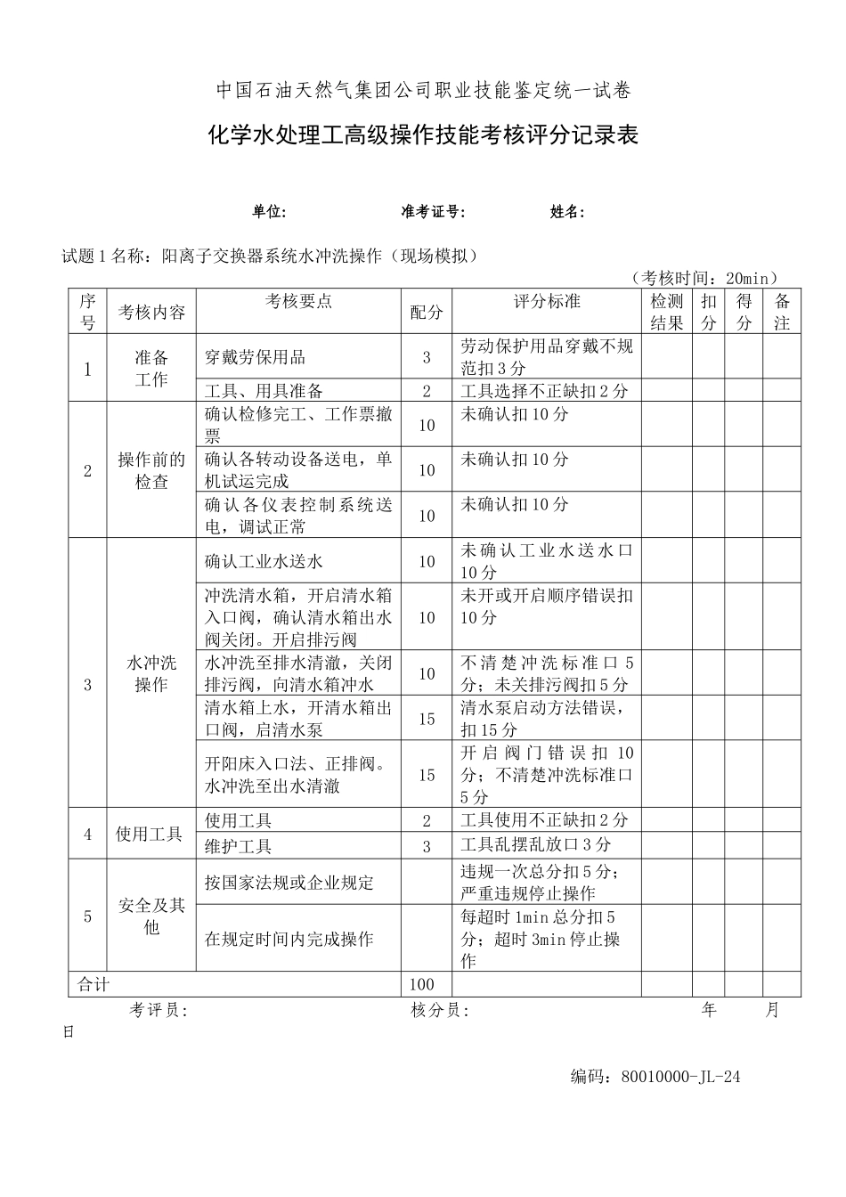 水处理高级工部分考核试题_第1页