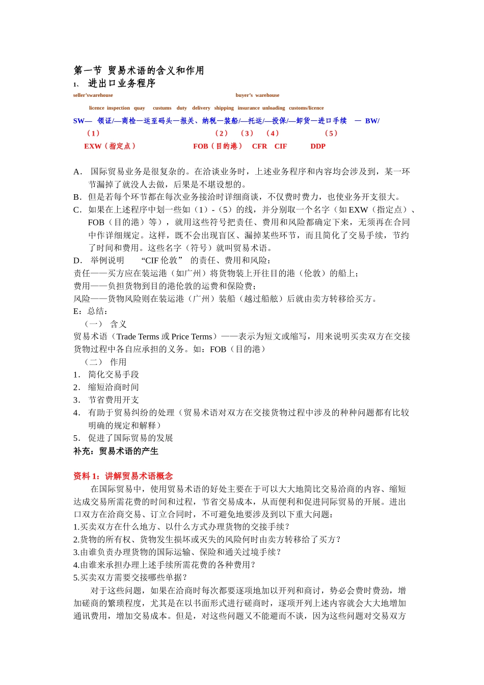 单证学习资料贸易术语_第1页