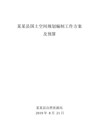 某县国土空间规划编制项目工作方案(31页)