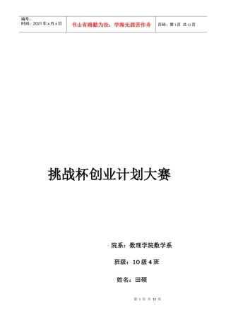 试谈民航飞机应急着陆伞创业计划书