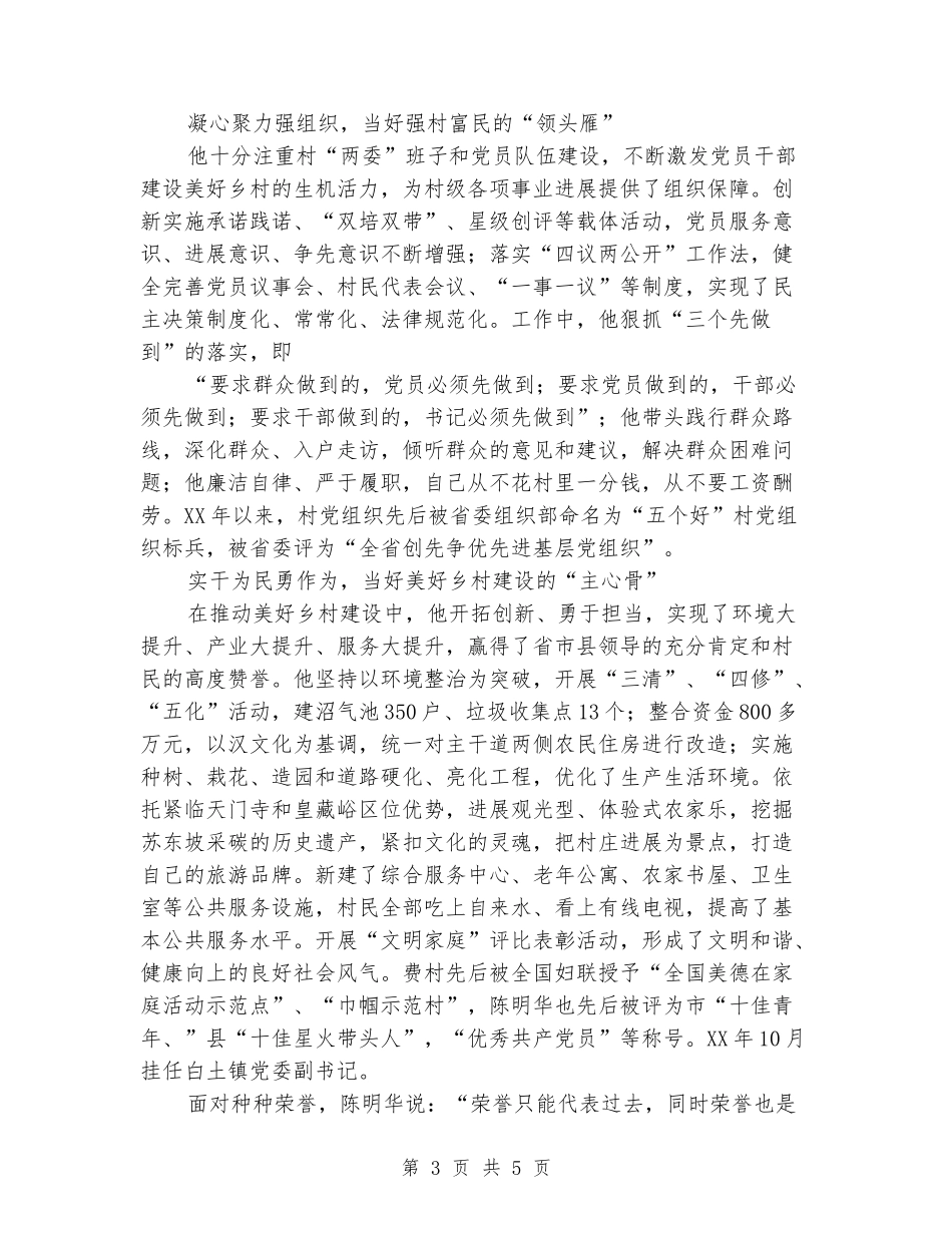 勇于担当的村书记先进事迹_第3页
