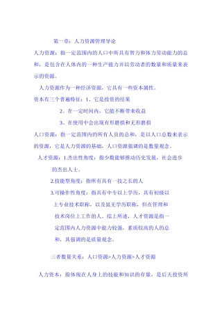 自考人力资源管理重点