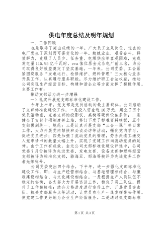 供电年度总结及明年规划