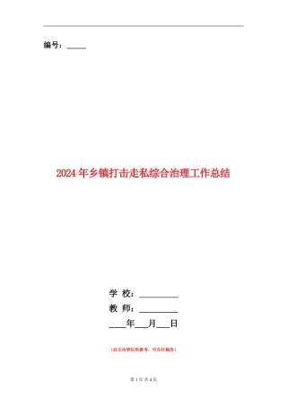 2024年乡镇打击走私综合治理工作总结