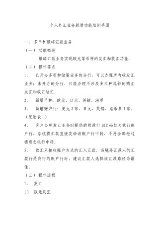 个人外汇业务新增功能培训手册