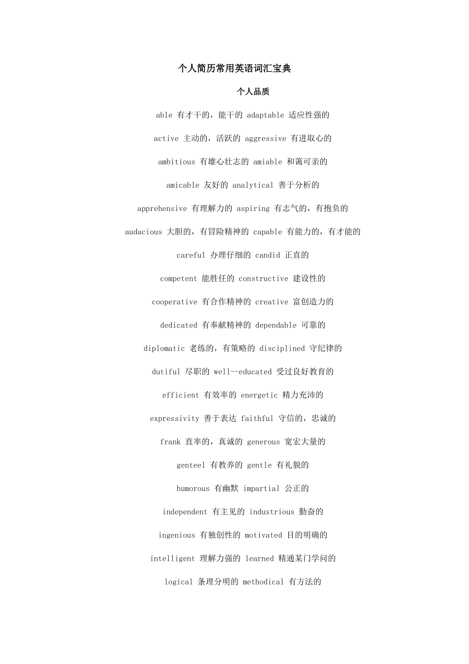 英语个人简历_第1页