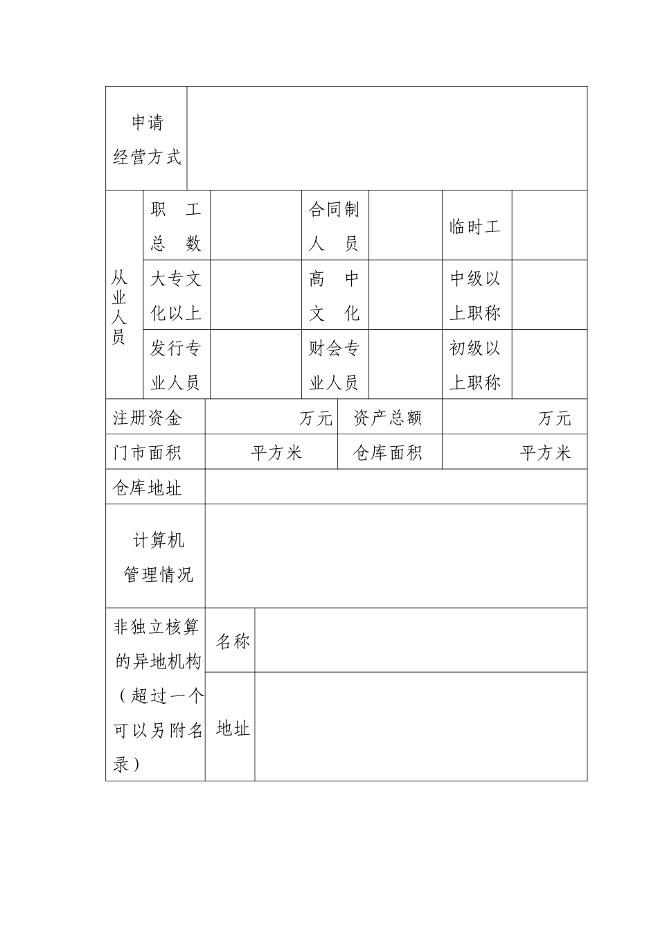 出版物连锁经营单位直营门店备案表_第3页