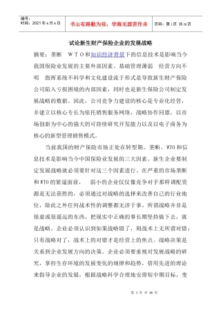 财产保险业的发展战略