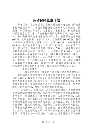 劳动保障监察计划