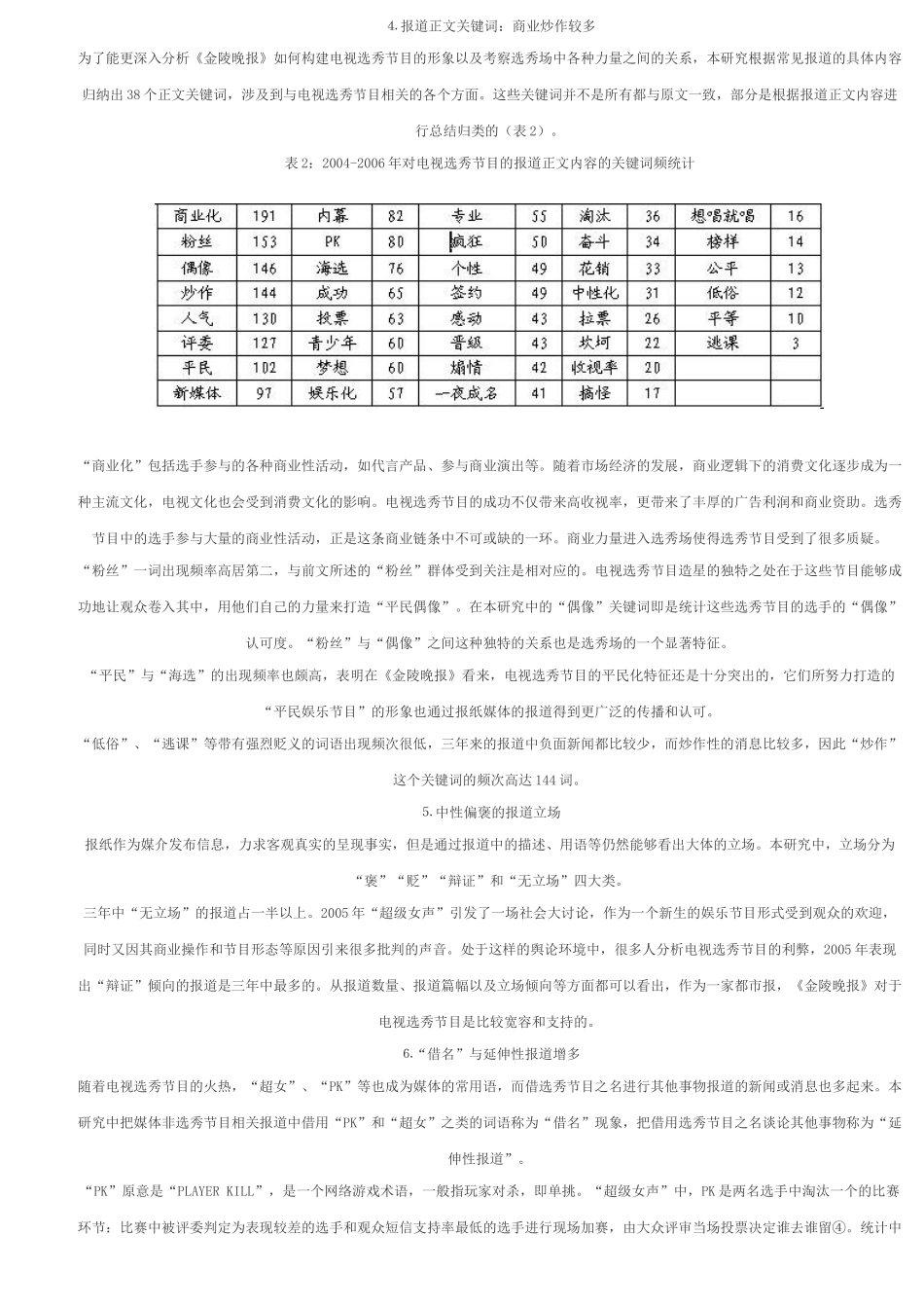 关于电视选秀节目报道的报纸内容分析_第3页