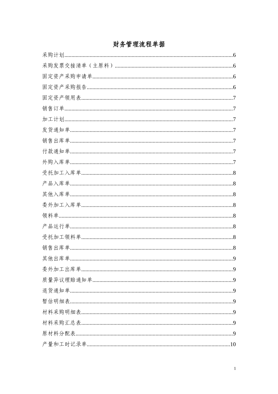 财务管理流程单据_第1页