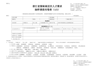 浙江省紧缺高层次人才需求
