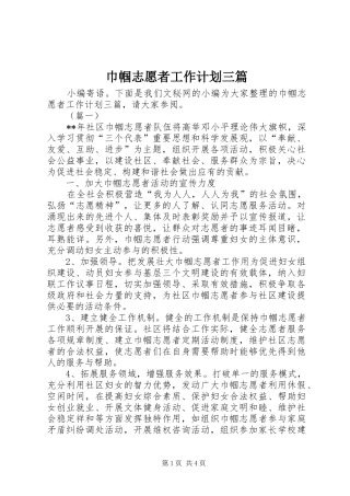 巾帼志愿者工作计划三篇