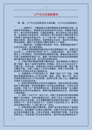 三产办主任述职报告