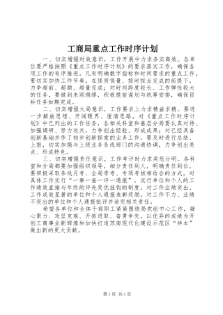 工商局重点工作时序计划