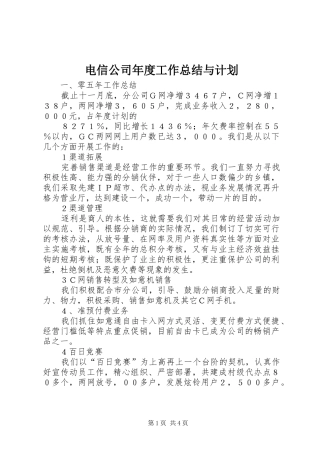 电信公司年度工作总结与计划