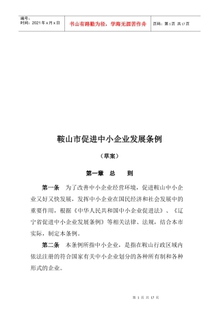 试谈鞍山市促进中小企业发展条例