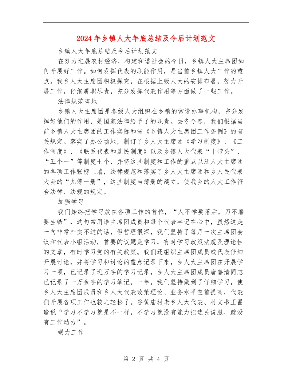 2024年乡镇人大年底总结及今后计划范文_第2页