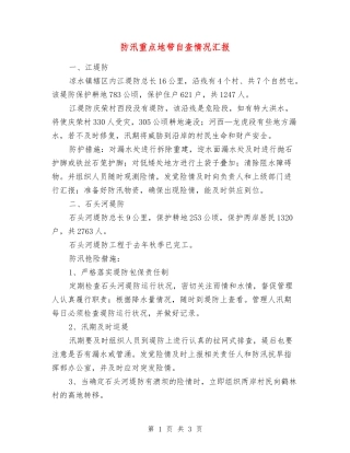 防汛重点地带自查情况汇报