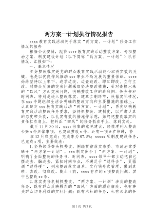 两方案一计划执行情况报告