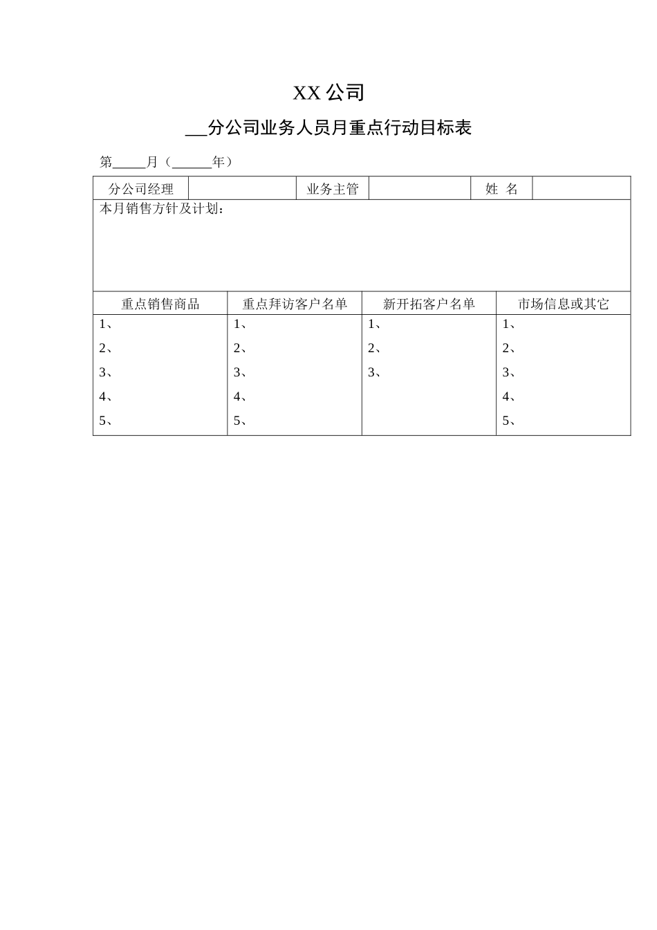 分公司营销表格2_第2页